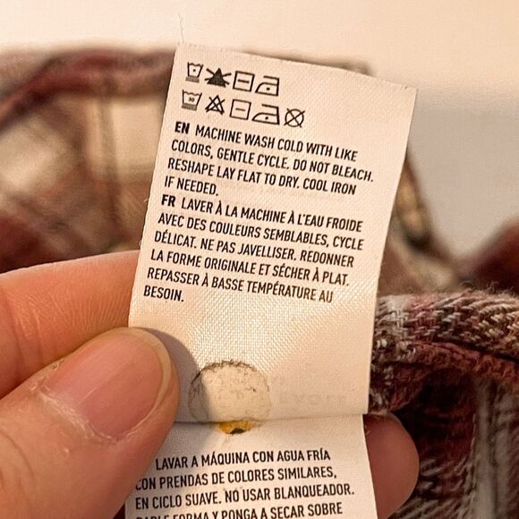 American Eagle Plaid Cropped Button Down Flannel Size M - Picture 6 of 8